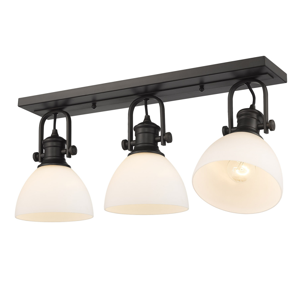Yep by Golden Lighting Hines 3-light Semi-Flush Mount in Rubbed Bronze and Opal Glass